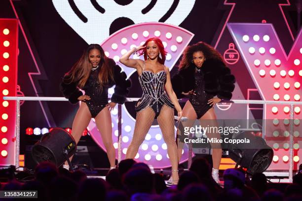 Saweetie performs onstage during iHeartRadio Z100 Jingle Ball 2021 on December 10, 2021 in New York City.