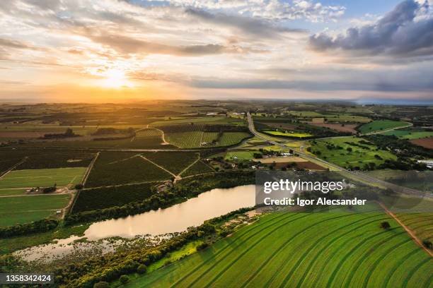 sunset in the rural area of the state of são paulo - brazil aerial stock pictures, royalty-free photos & images