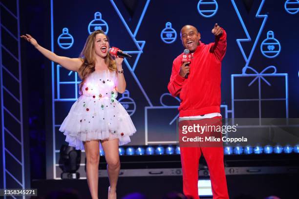 Crystal Rosas and Maxwell speak onstage during iHeartRadio Z100 Jingle Ball 2021 on December 10, 2021 in New York City.