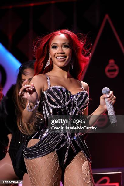 Saweetie performs onstage during iHeartRadio Z100 Jingle Ball 2021 on December 10, 2021 in New York City.