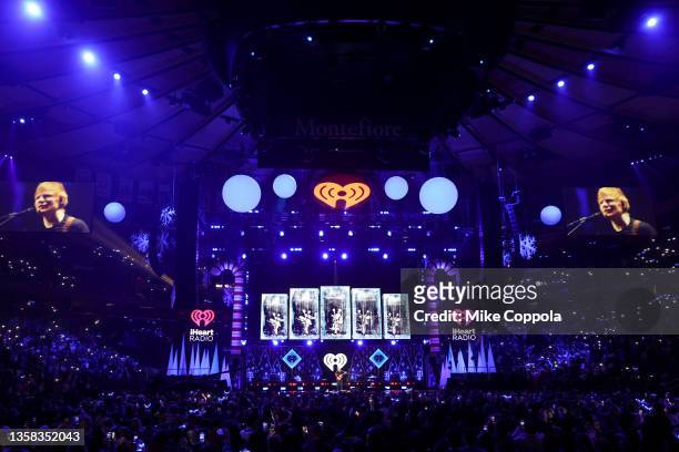 View of the atmosphere as Ed Sheeran performs during iHeartRadio Z100 Jingle Ball 2021 on December 10, 2021 in New York City.