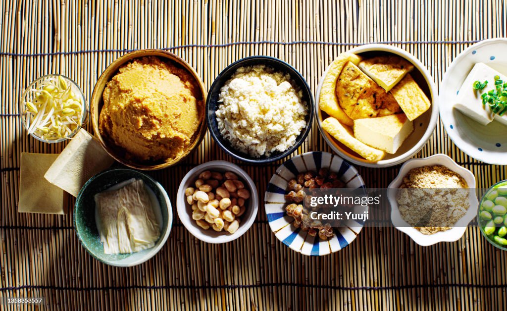 Vegan food made from soybeans, a typical home cooking ingredient in Japan.