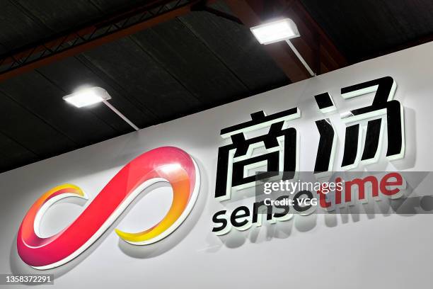 Logo of SenseTime, a leading global AI company that develops AI technologies, is seen during 2021 China Content Broadcasting Network Exhibition at...