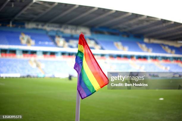 Detailed view of the rainbow corner flag prior to the Barclays FA Women's Super League match between Reading Women and Chelsea Women at Select Car...