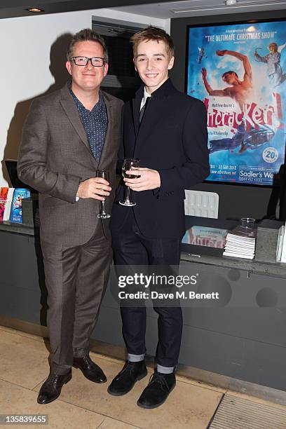 Matthew Bourne and Liam Mower attend the press night for Matthew Bourne's The Nutcracker at Sadler's Wells Theatre on December 14,2011 in...