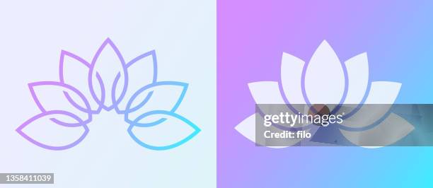 bildbanksillustrationer, clip art samt tecknat material och ikoner med lotus blossom symbol design - dubbel blomma