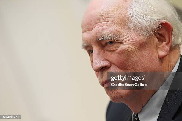 German economist and former Bundesbank President Hans Tietmeyer attends the Ludwig Erhard Lecture on December 15, 2011 in Berlin, Germany. President...