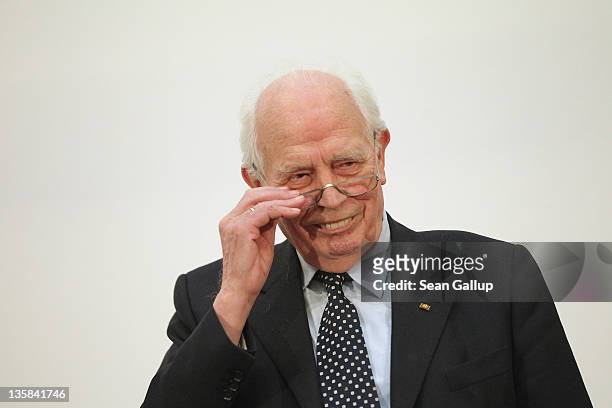 German economist and former Bundesbank President Hans Tietmeyer attends the Ludwig Erhard Lecture on December 15, 2011 in Berlin, Germany. President...
