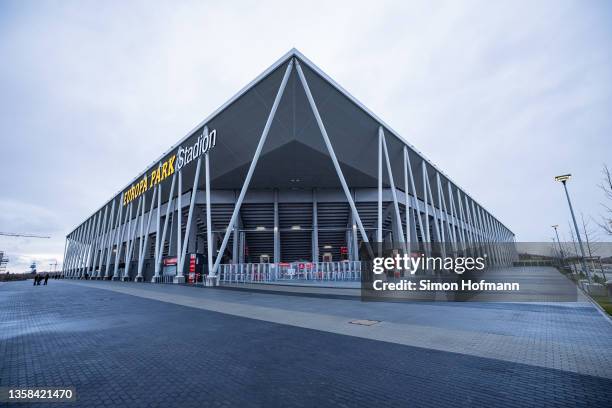 General view outside the stadium prior to the Bundesliga match between Sport-Club Freiburg and TSG Hoffenheim at SC-Stadion on December 11, 2021 in...