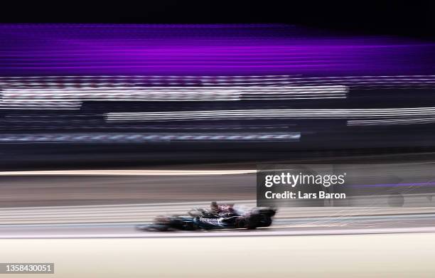 Lewis Hamilton of Great Britain driving the Mercedes AMG Petronas F1 Team Mercedes W12 during qualifying ahead of the F1 Grand Prix of Abu Dhabi at...