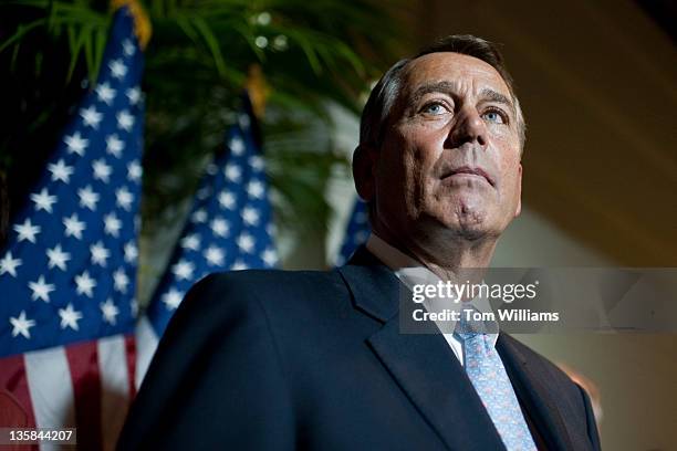 Speaker John Boehner, R-Ohio, addresses the media in the Capitol after a meeting of House Republicans where year end issues were discussed including...