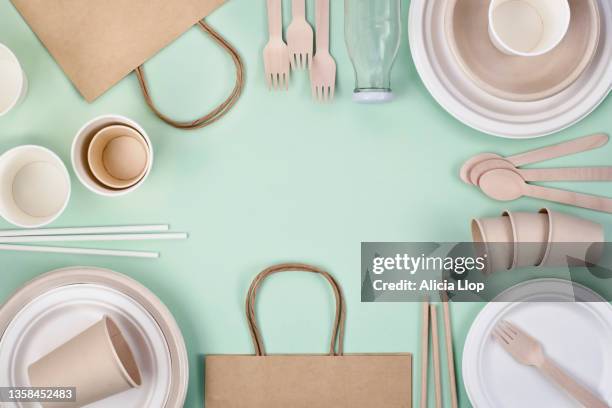 ecological packaging - disposable silverware stock pictures, royalty-free photos & images