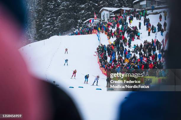 Athletes competing during the Individual Sprint at the FIS World Cup Cross-Country Davos on December 11, 2021 in Davos, Switzerland.