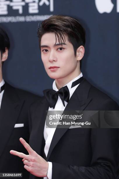 Jaehyun of boy band NCT 127 attends the 2021 Mnet Asian Music Awards at Paju on December 11, 2021 in Paju, South Korea.