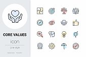 Core Values, thin line vector icon set.
