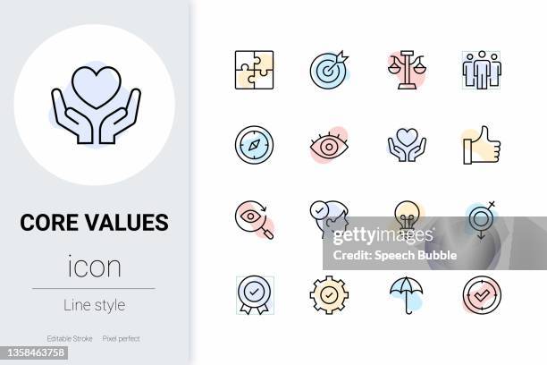 core values, thin line vector icon set. - transparent 幅插畫檔、美工圖案、卡通及圖標