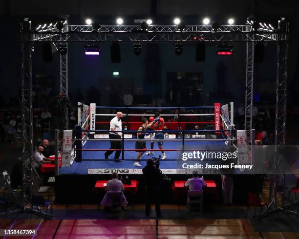 General view of the boxing ring as Yusuf Thahmin fights Eryk Ciureja in the Male NACs - Under 52kg bout during the England Boxing National Amateur...