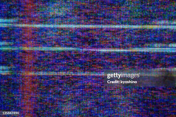 close-up of television static - moire stockfoto's en -beelden