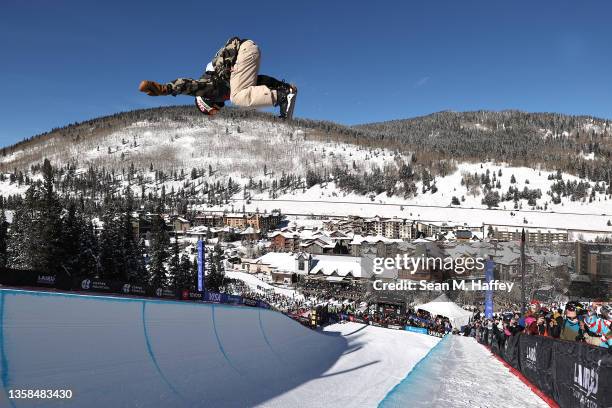 Taylor Gold of Team United States competes in the Men's Snowboard Halfpipe Final during the Toyota U.S. Grand Prix at Copper Mountain Resort on...