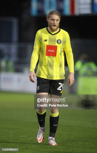 Luke Armstrong of Harrogate Town in action during the Sky Bet League Two match between Harrogate Town and Northampton Town at The EnviroVent Stadium...