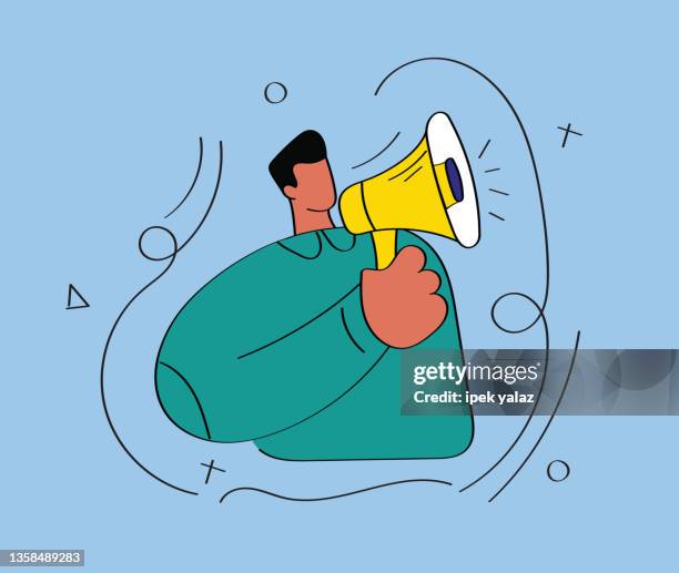 man with megaphone - good news icon stock illustrations