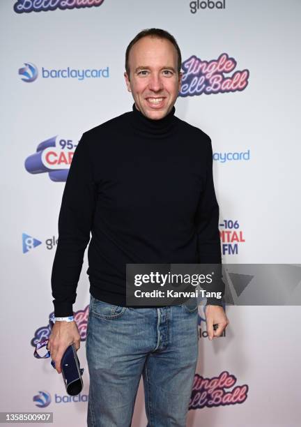 Matt Hancock attends day 1 of the Capital Jingle Bell Ball at The O2 Arena on December 11, 2021 in London, England.