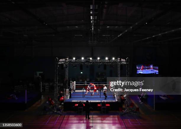 General view of the boxing ring as Jem Campbell fights Sarah Dunne in the Female NACs - under 64kg bout during the England Boxing National Amateur...