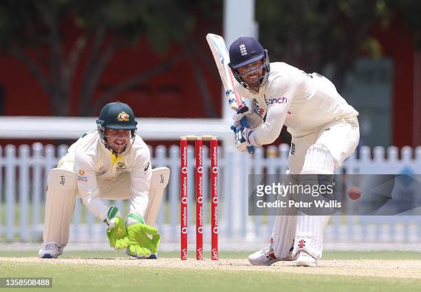 England Lions Ben Foakes and Australia A's Josh Inglis during the Tour Match between Australia A and England Lions at Ian Healy Oval, on December 12...