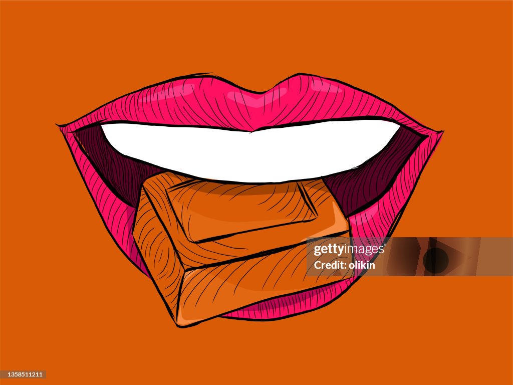 Cioccolato in bocca colore cioccolato pelle
