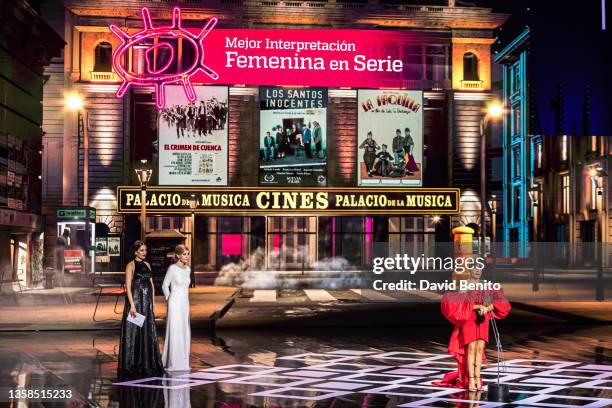 Candela Peña receives the Best Actress Award during the 27th Jose Maria Forque Awards ceremony at Palacio Municipal de Congresos de Madrid on...