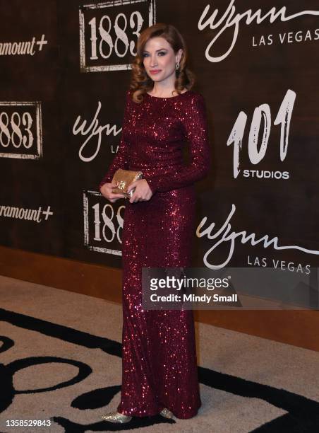 Amanda Jaros attends the world premiere of "1883" at Encore Beach Club at Wynn Las Vegas on December 11, 2021 in Las Vegas, Nevada.