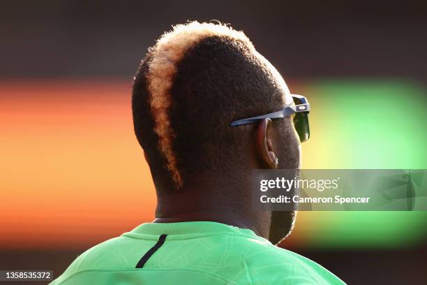 Andre Russell of the Stars warms up during the Men's Big Bash League match between the Sydney Thunder and the Melbourne Stars at GIANTS Stadium, on...