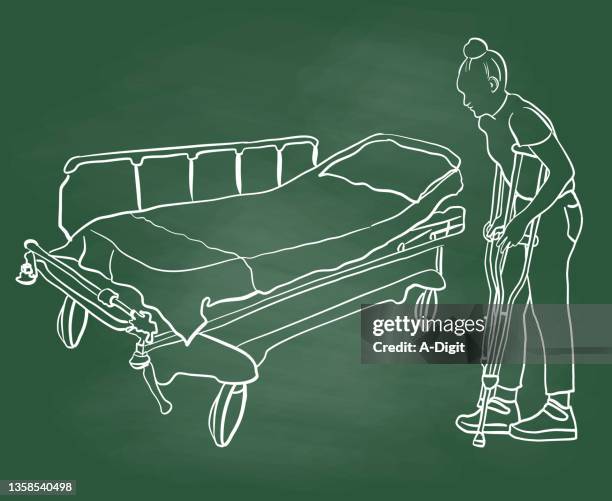 injured emergency bed chalkboard - limping stock illustrations