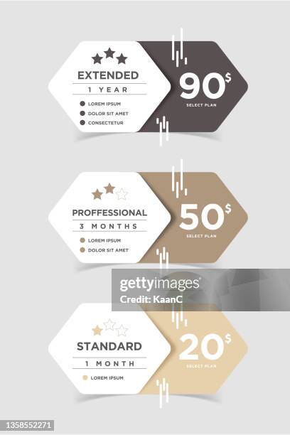 pricing packages comparison stock illustration. pricing table. tariff plans comparison. recommended tariffs, price list banners and prices plan template vector illustration stock illustration - pricing table stock illustrations
