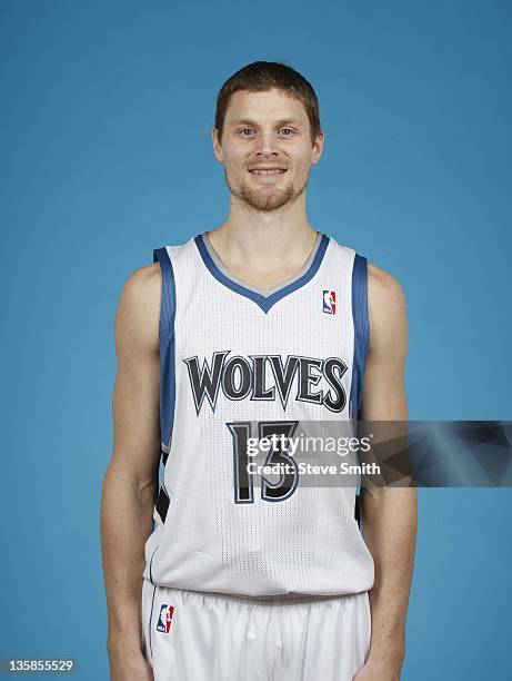 Luke Ridnour of the Minnesota Timberwolves poses for a portrait during 2011 NBA Media Day on December 9, 2011 at Target Center in Minneapolis,...