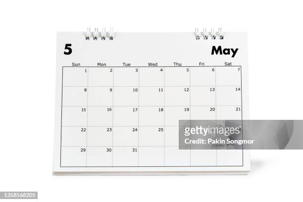 may month, calendar desk 2022 for organizer to planning and reminder isolated on white background. clipping path - may month stock pictures, royalty-free photos & images