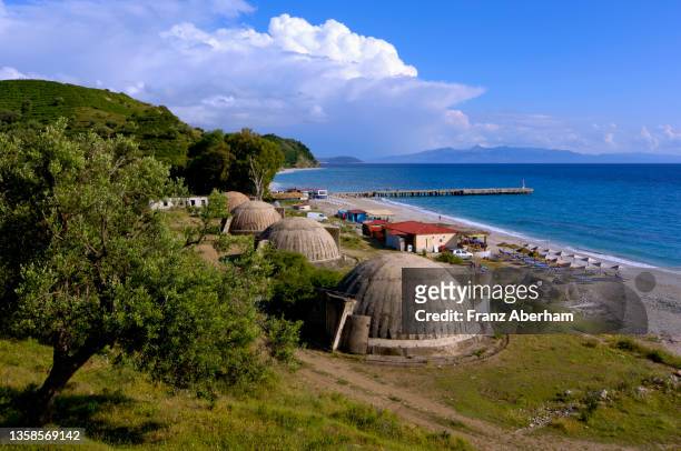 bunker at the albanian riviera near perparimi, albania - bunker stock pictures, royalty-free photos & images