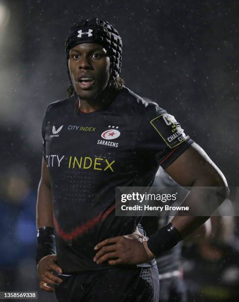 Maro Itoje of Saracens during the Heineken Champions Cup match between Saracens and Edinburgh Rugby at StoneX Stadium on December 11, 2021 in Barnet,...