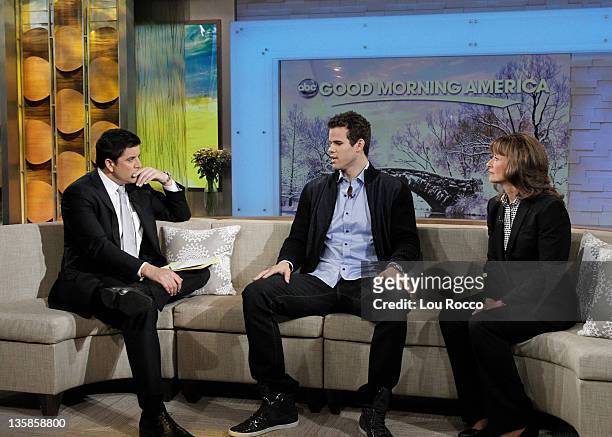 Star Kris Humphries and his mom Debra Humphries visit GOOD MORNING AMERICA on 12/9/11, airing on the Walt Disney Television via Getty Images...