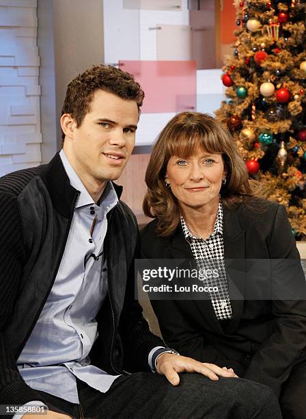 Star Kris Humphries and his mom Debra Humphries visit GOOD MORNING AMERICA on 12/9/11, airing on the Walt Disney Television via Getty Images...