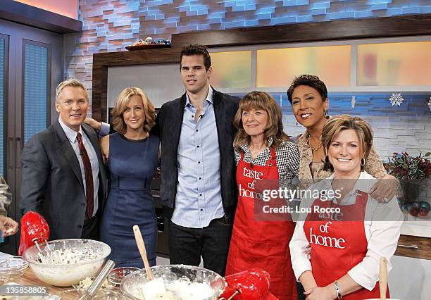 Star Kris Humphries and his mom Debra Humphries visit GOOD MORNING AMERICA on 12/9/11, and bake holiday cookies with Taste of Home editor-in-chief...