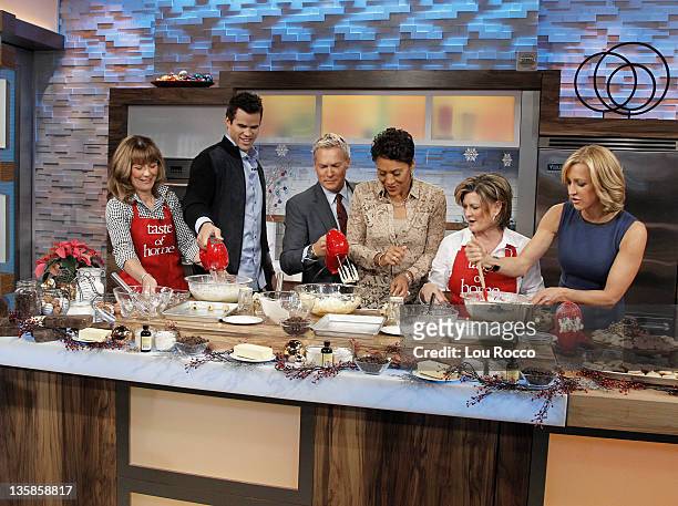 Star Kris Humphries and his mom Debra Humphries visit GOOD MORNING AMERICA on 12/9/11, and bake holiday cookies with Taste of Home editor-in-chief...