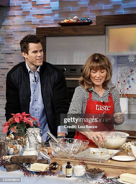 Star Kris Humphries and his mom Debra Humphries visit GOOD MORNING AMERICA on 12/9/11, and bake holiday cookies with Taste of Home editor-in-chief...