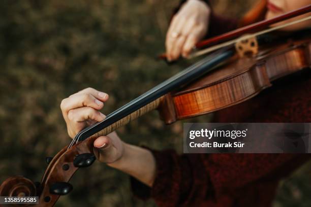 musician woman portrait, violin , autumn - classical music stock pictures, royalty-free photos & images