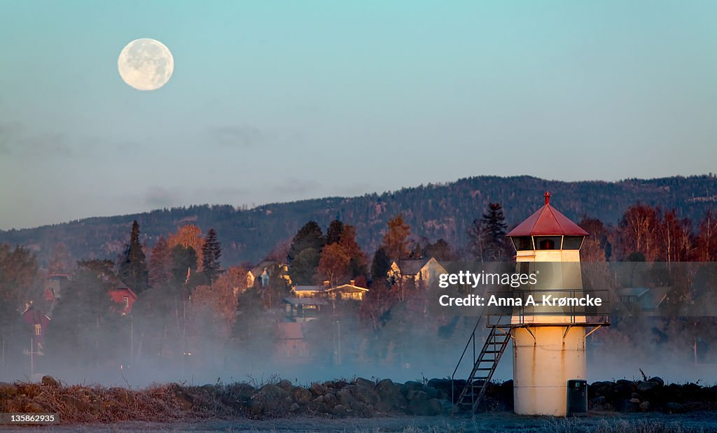 Moonset at sunrise