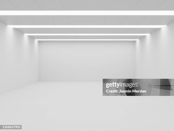 futuristic empty room, 3d rendering - space fotografías e imágenes de stock