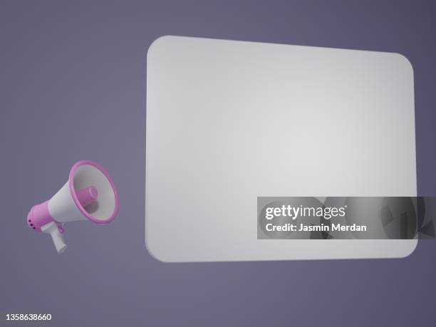 megaphone speaker with bulletin board - multi coloured megaphone stock pictures, royalty-free photos & images