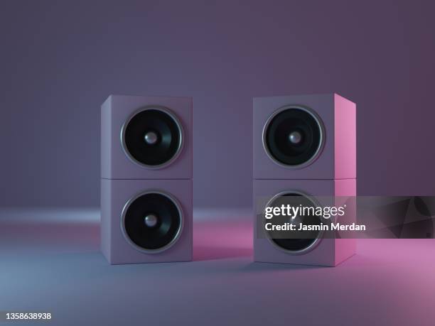 render of two speakers - loudspeaker stock pictures, royalty-free photos & images