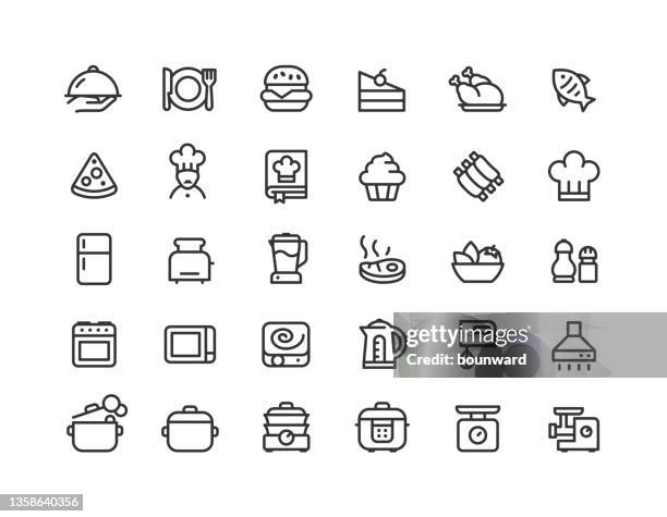 cooking & kitchen line icons editable stroke - exhaust fan stock illustrations