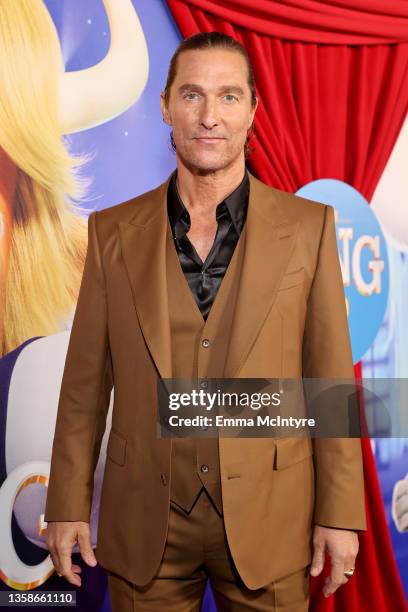 Matthew McConaughey attends the premiere of Illumination's "Sing 2" on December 12, 2021 in Los Angeles, California.